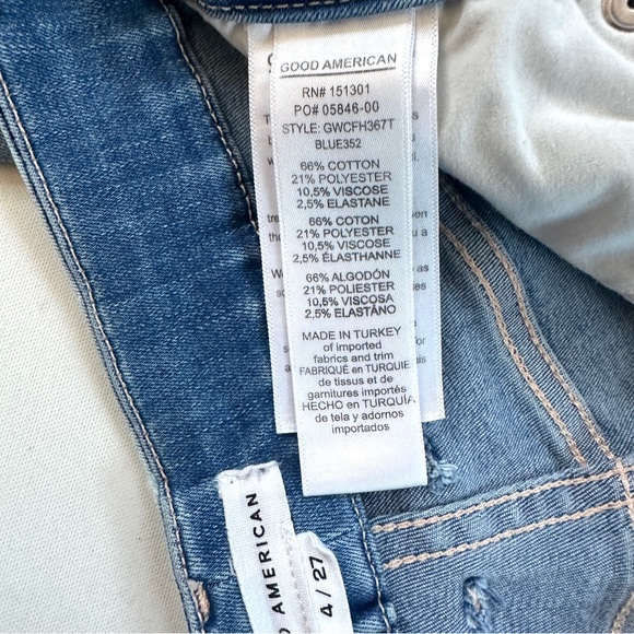 GOOD AMERICAN GOOD WAIST CROP RAW EDGE HIGH WAIST DISTRESSED SKINNY JEANS Sz4/27 - Picture 9 of 15